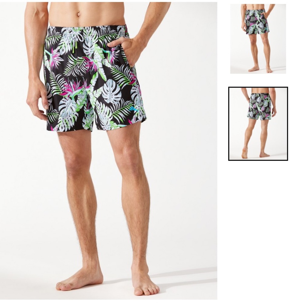 NWT Tommy BAHAMA Naples Monstera Paradise 6-Inch Swim Trunks